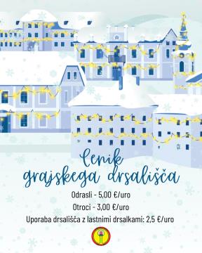 Cenik Odrasli - 5,00 €ura Otroci - 3,00 €ura Uporaba drsališča 3,00 €ura (lastne drsalke) (1080 x 1350 px)